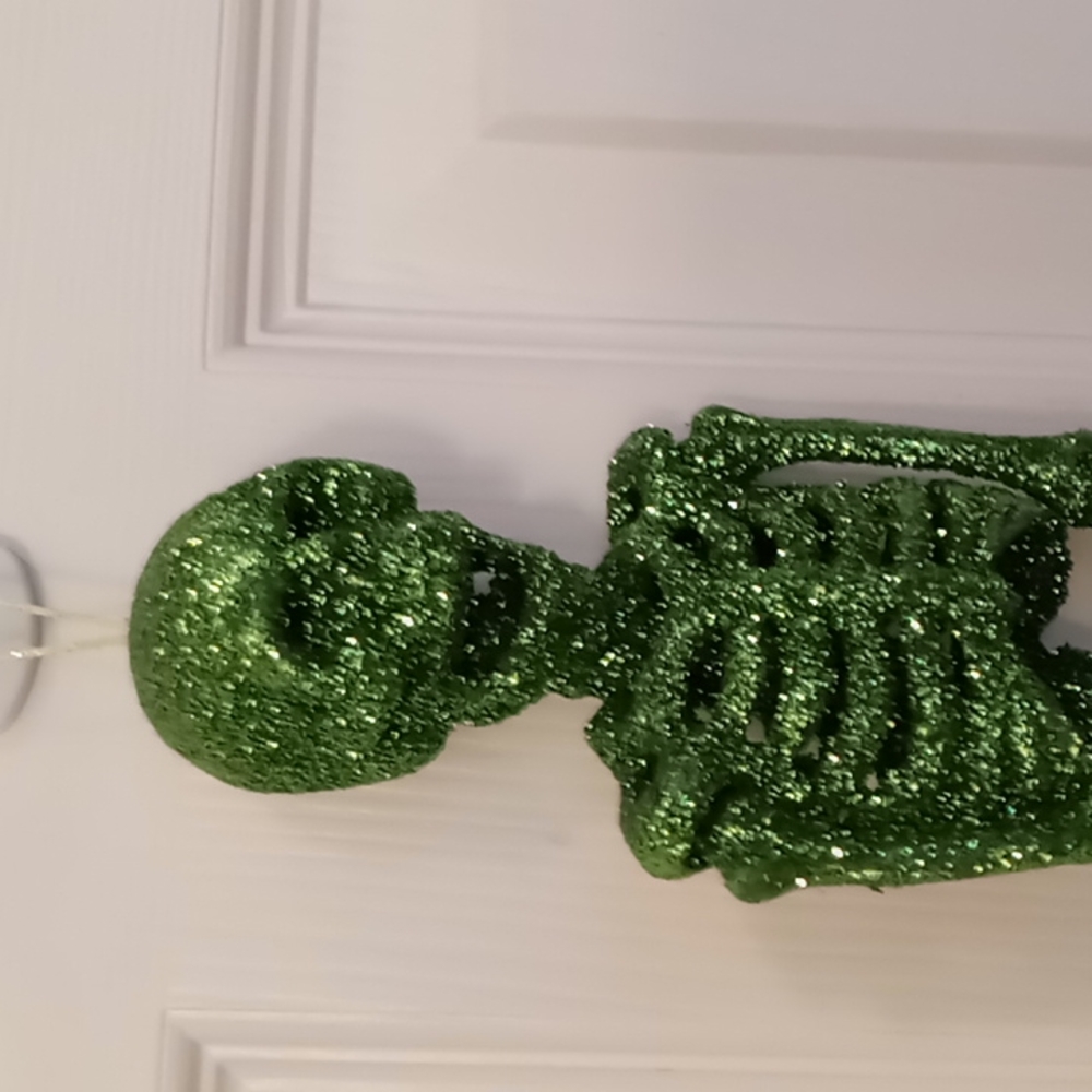 Green glitter skeleton